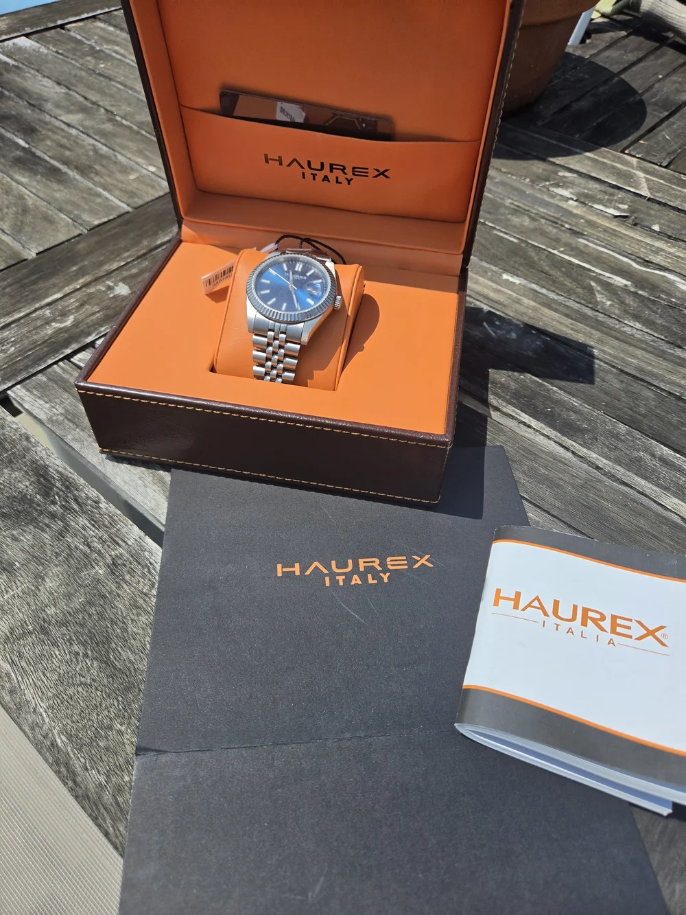 Haurex Men’s Stainless Steel Watch with Blue Dial